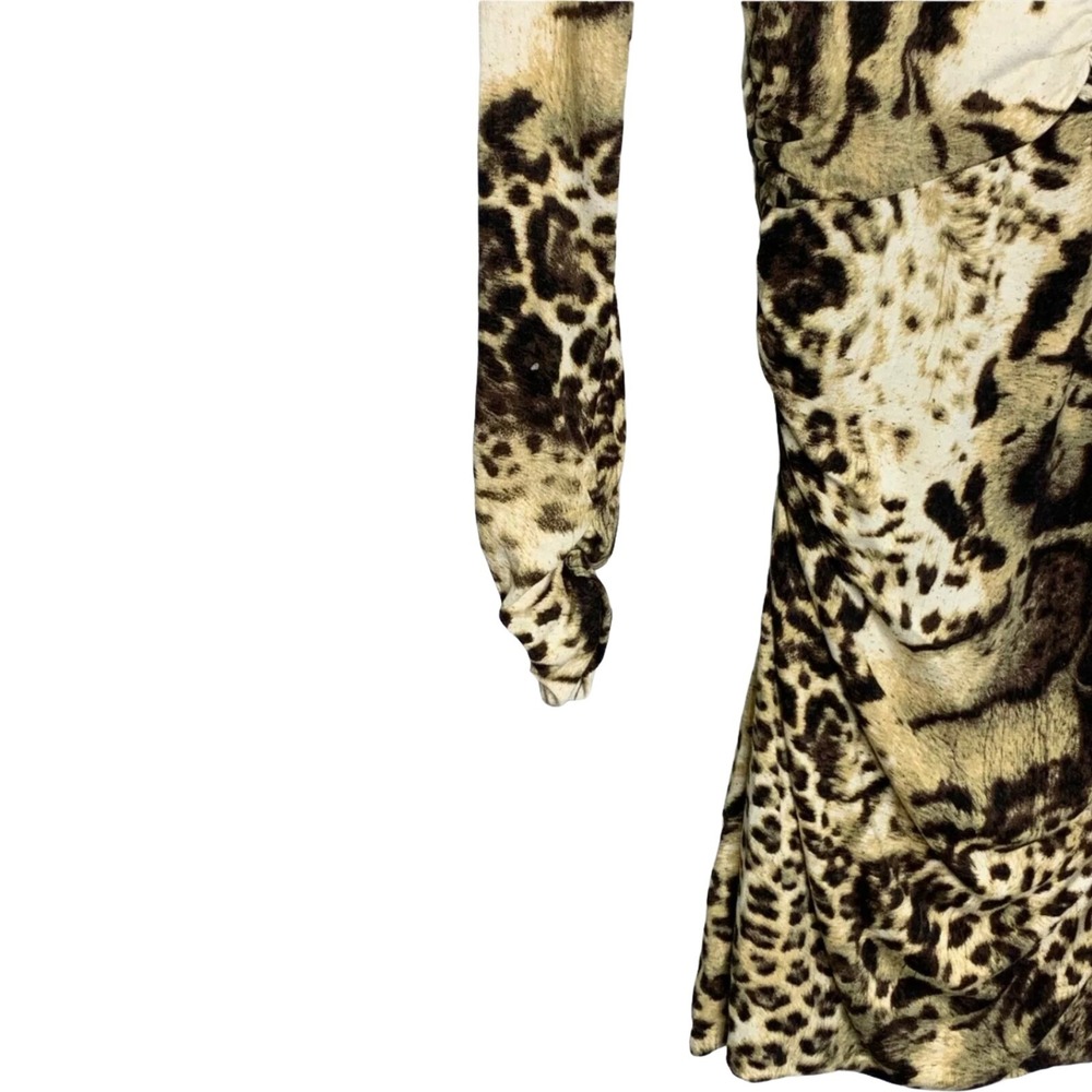 Ceme London Womens 10 Cheetah Animal Print Bodycon Dress Long Sleeve Fitted View 6